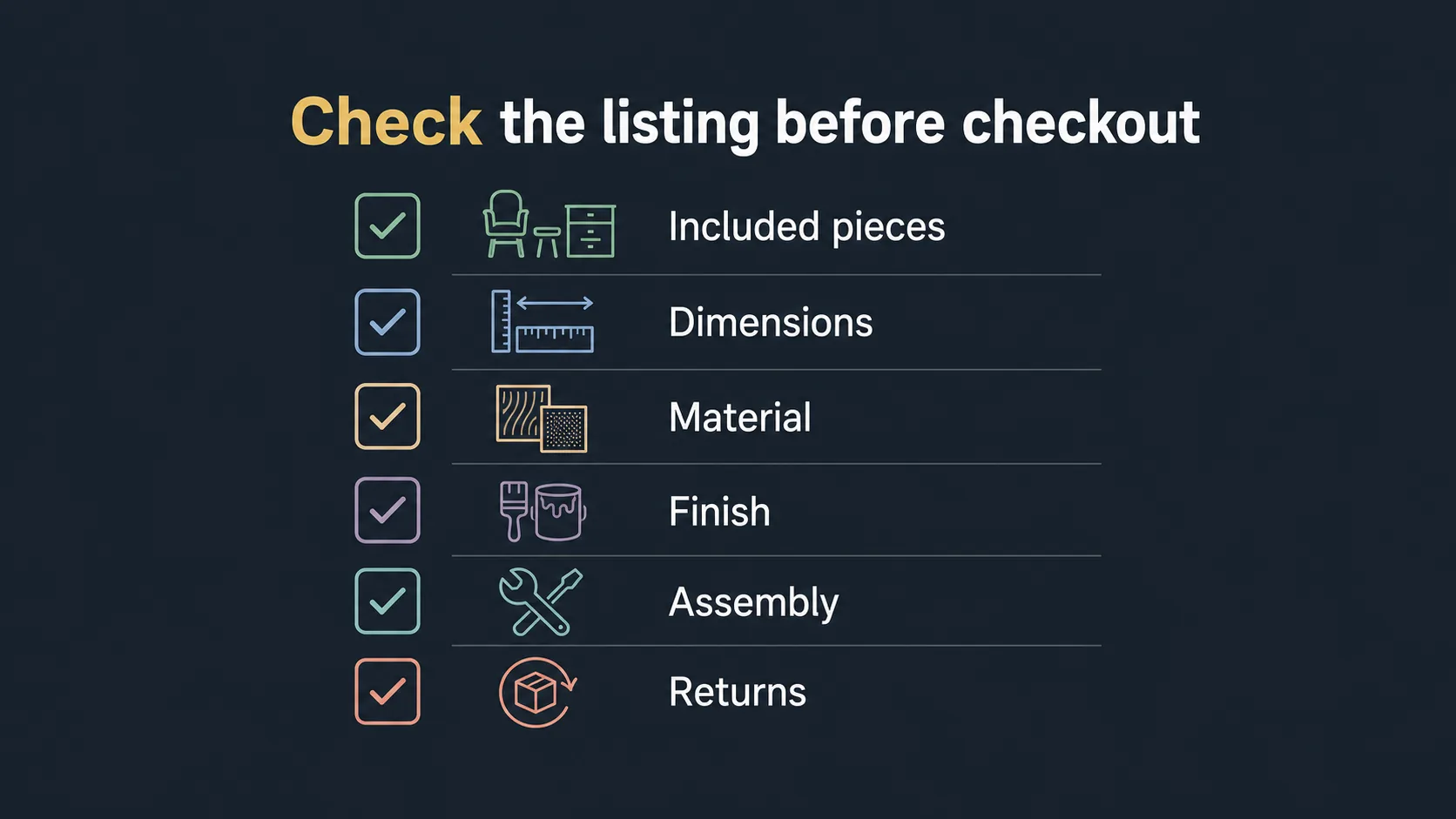 Checklist for reading dining table set listings