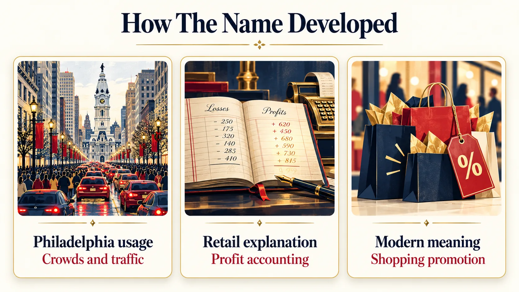 Comparison of three historical meanings connected with Black Friday
