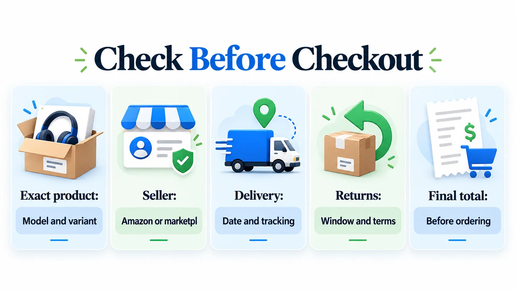 Checklist comparing essential details before an Amazon Cyber Monday purchase