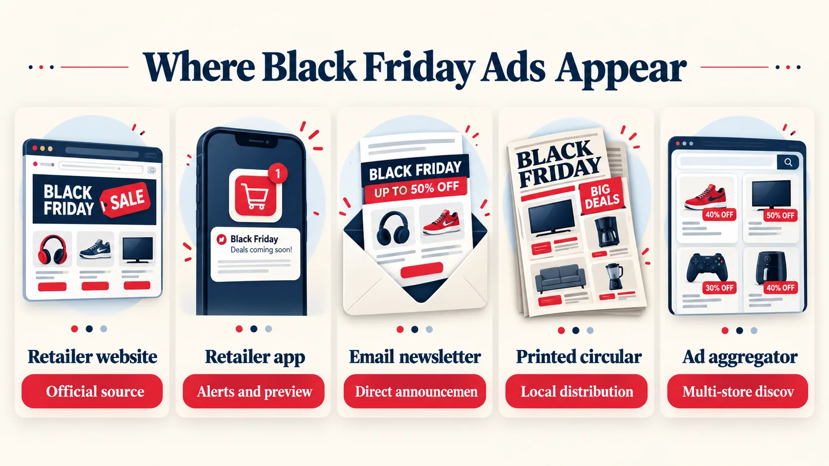 Comparison of channels where shoppers find Black Friday advertisements
