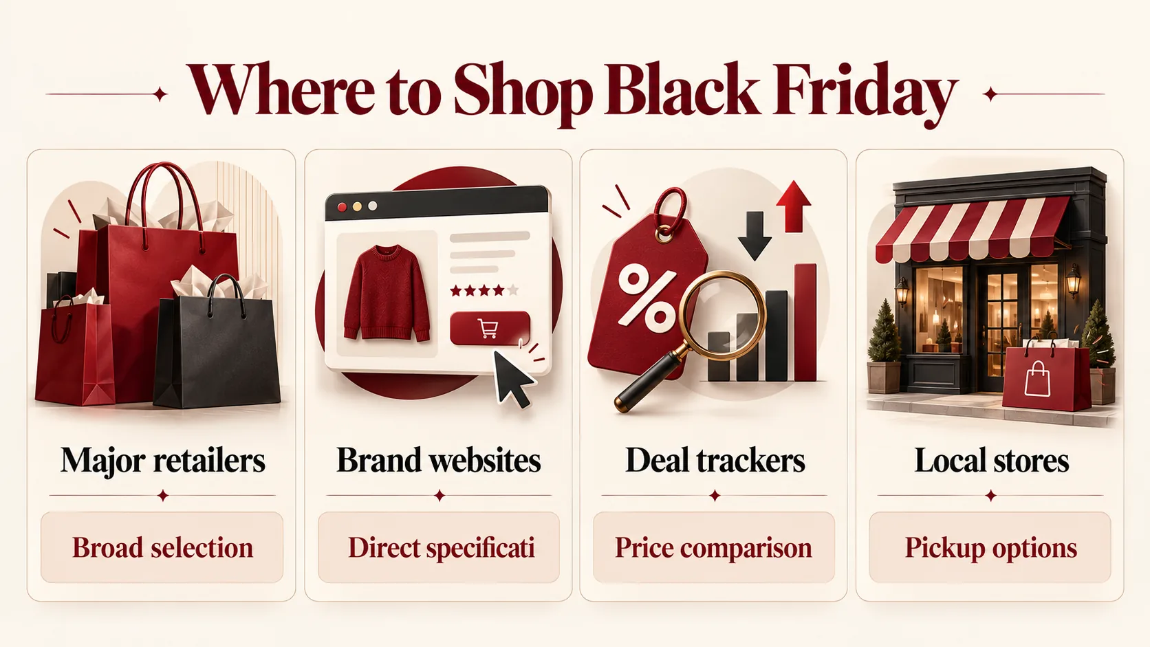 Comparison of four places shoppers can find Black Friday deals