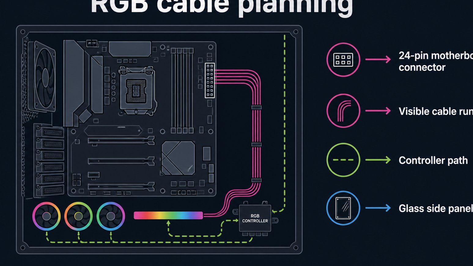 Diagram showing where an RGB motherboard cable is planned