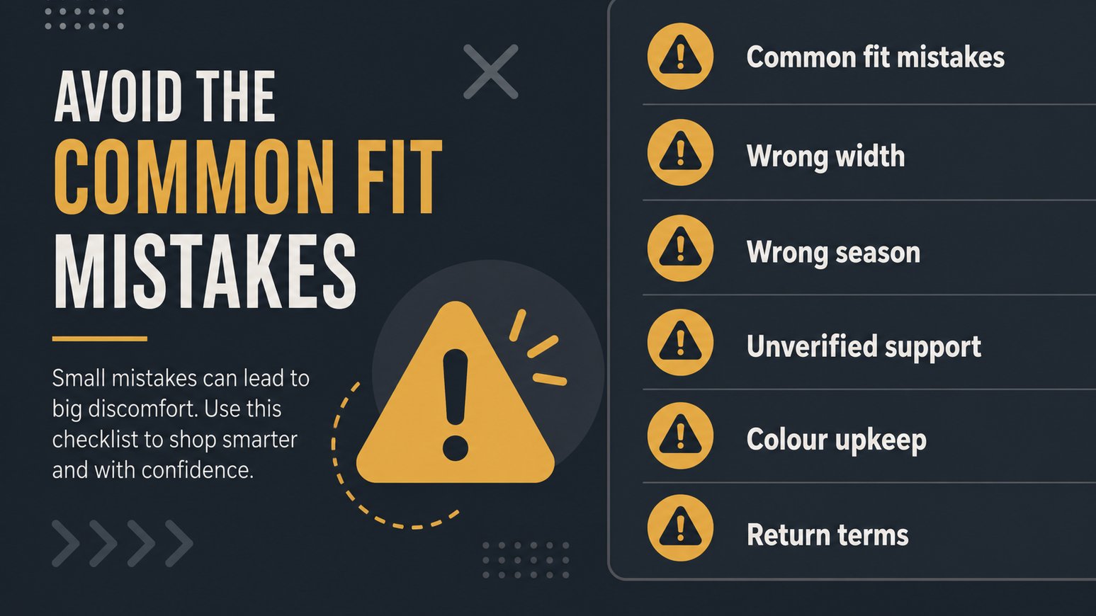 Checklist of common footwear buying mistakes and fit risks