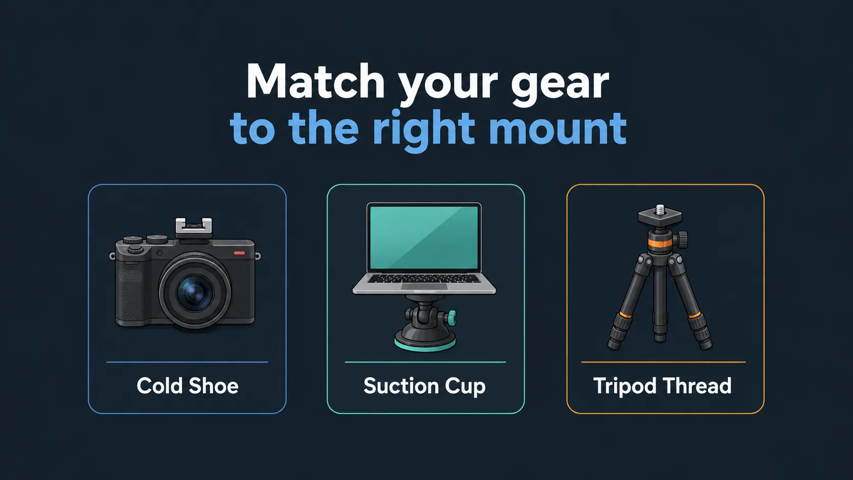 Graphic comparing different mounting options for video lighting kits.