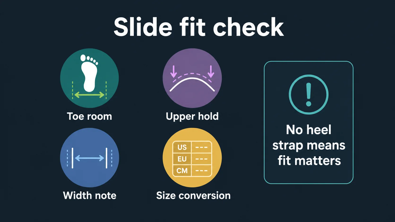 Fit checklist for buying slide sandals online