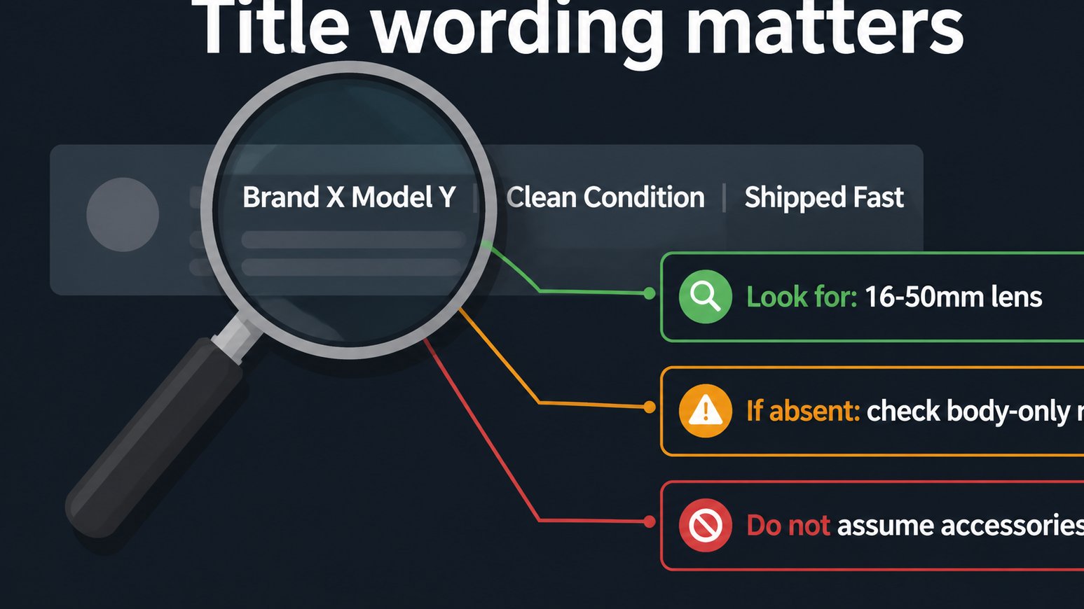 Diagram explaining how to read camera listing titles