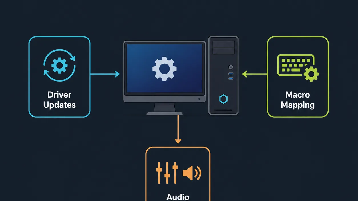Graphic explaining the importance of official software for audio hardware.