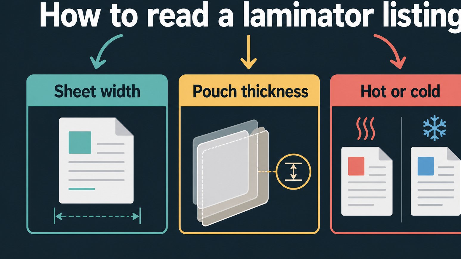 Infographic explaining key laminator listing terms