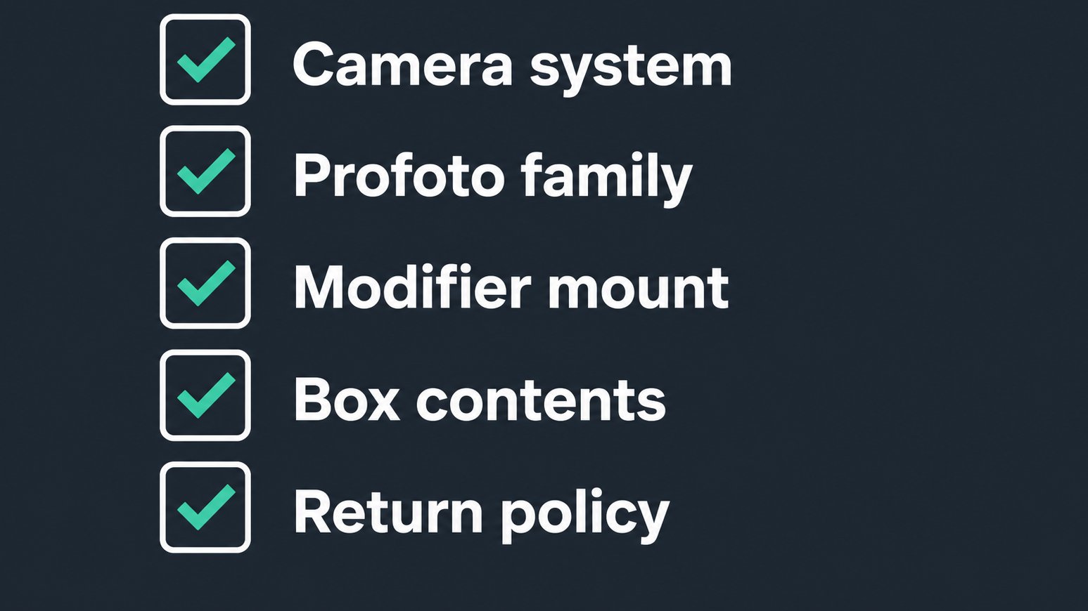 Checklist for confirming Profoto accessory compatibility