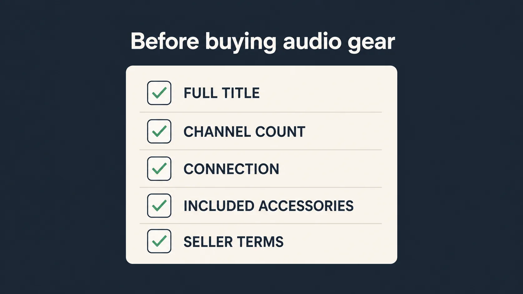 Checklist for reading audio gear listings before purchase