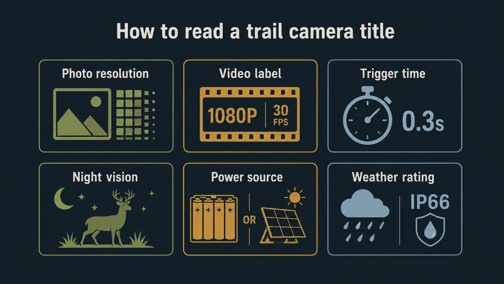 Best Trail Cameras Black Friday / Cyber Monday Deals 23 Diagram explaining common trail camera title specifications