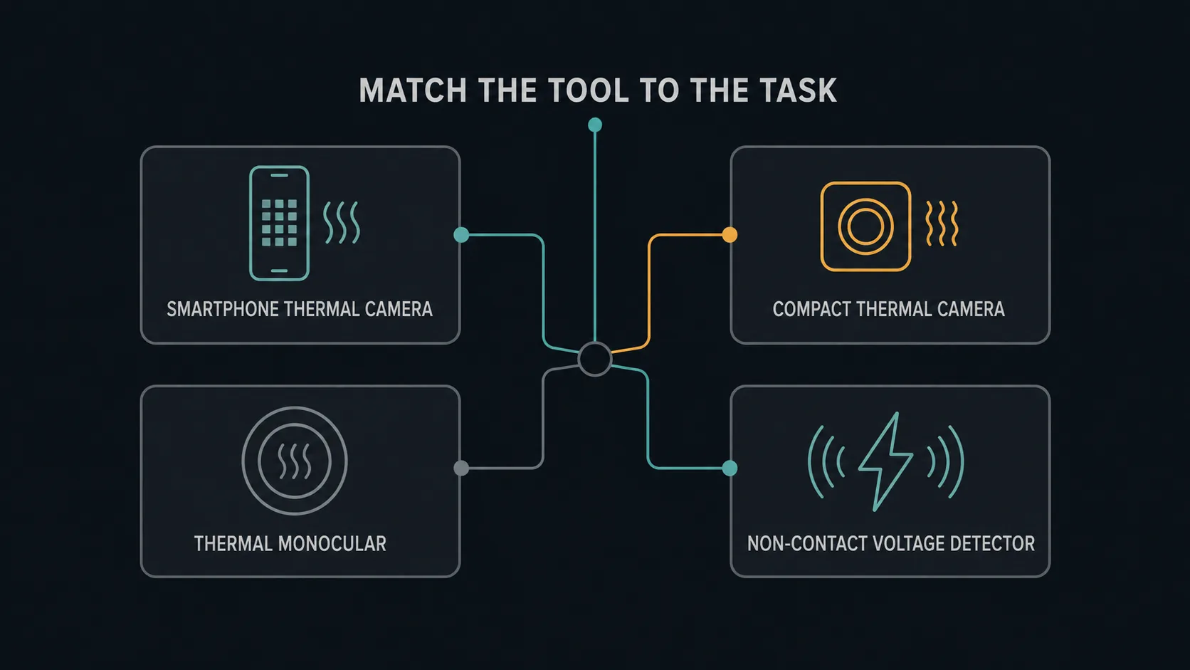 Diagram comparing four thermal and electrical tool formats