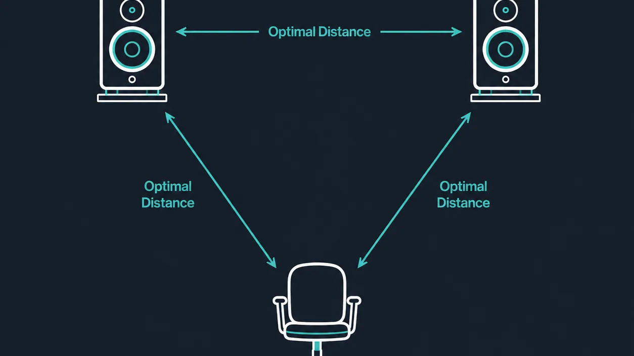Graphic demonstrating studio monitor placement for best sound.