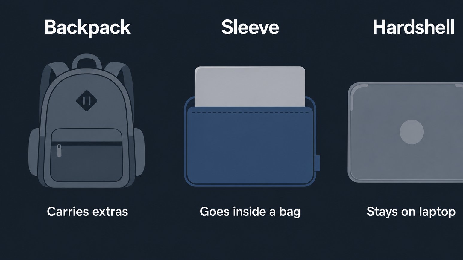 Incase Black Friday & Cyber Monday Deals 37 Diagram comparing backpack sleeve and hardshell use cases