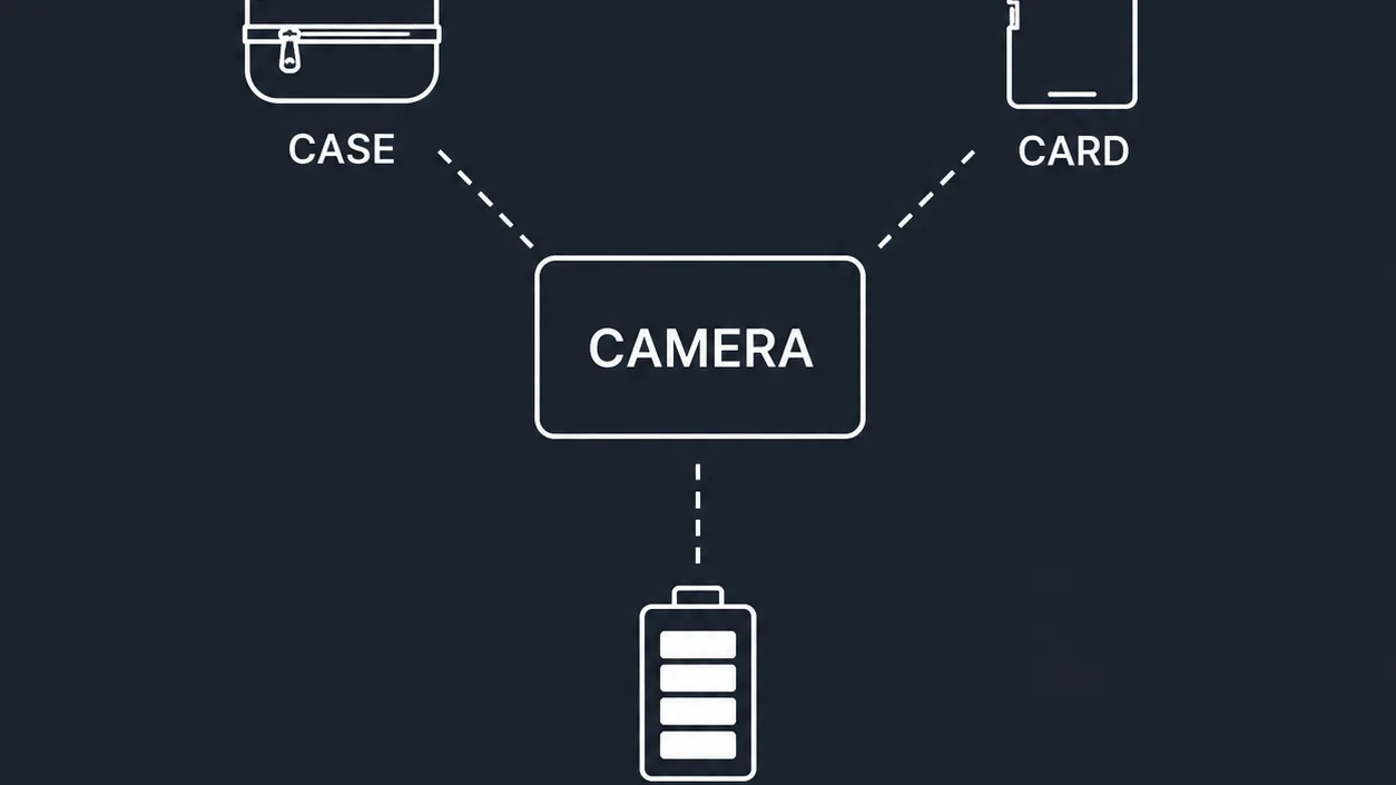 Infographic showing how a camera bundle adds value through extra accessories.