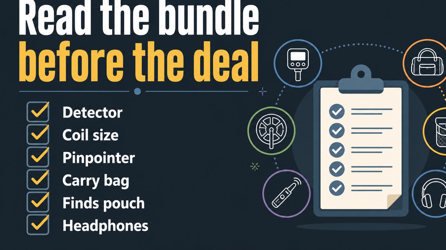 Checklist for comparing metal detector bundle contents