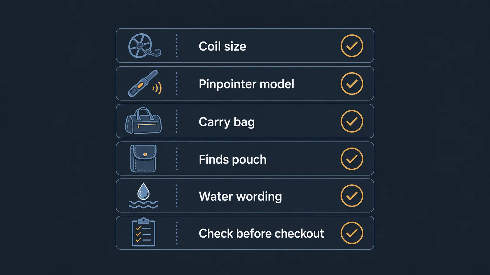 Checklist for comparing metal detector bundle contents