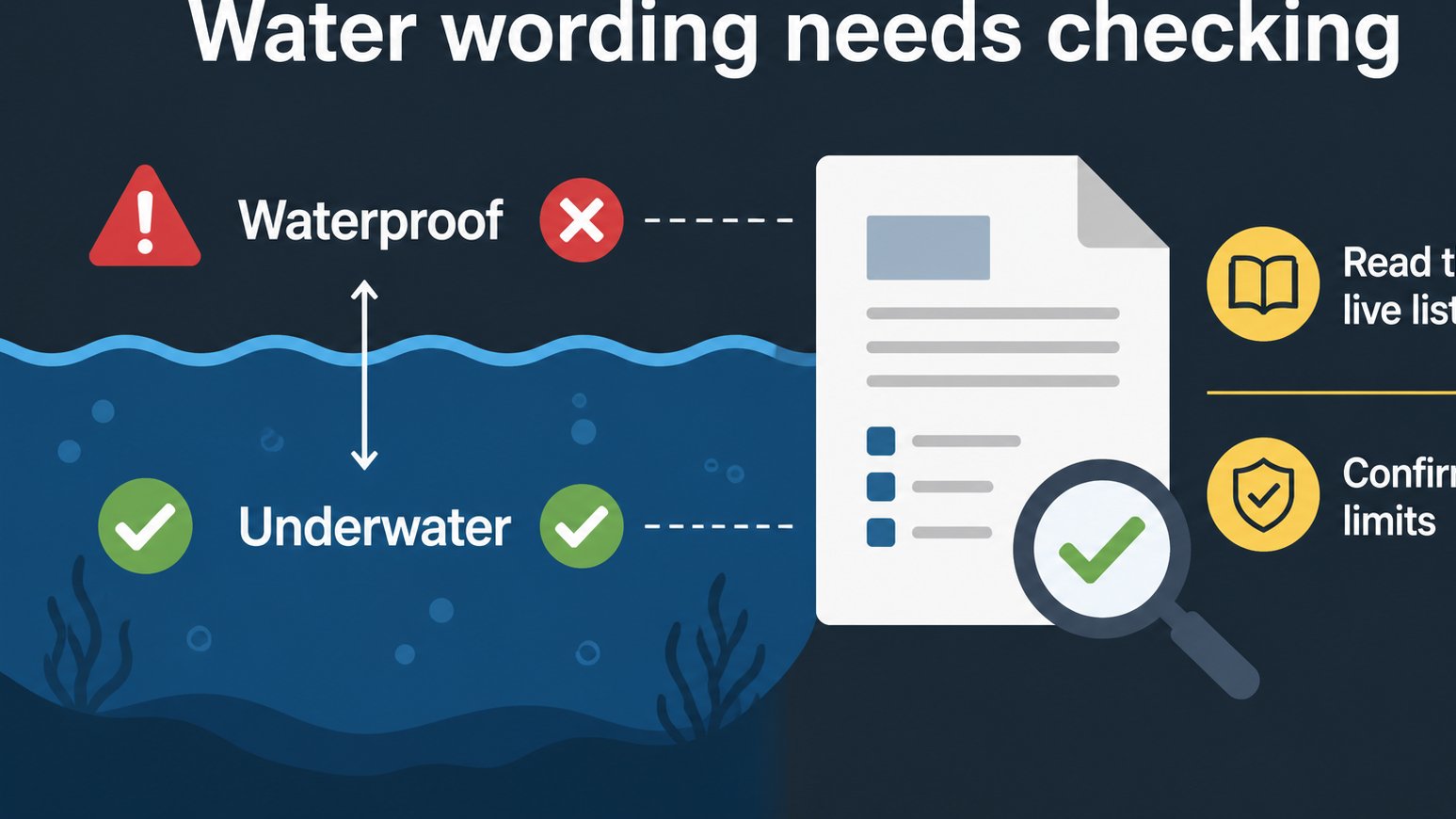 Diagram explaining waterproof wording on detector listings