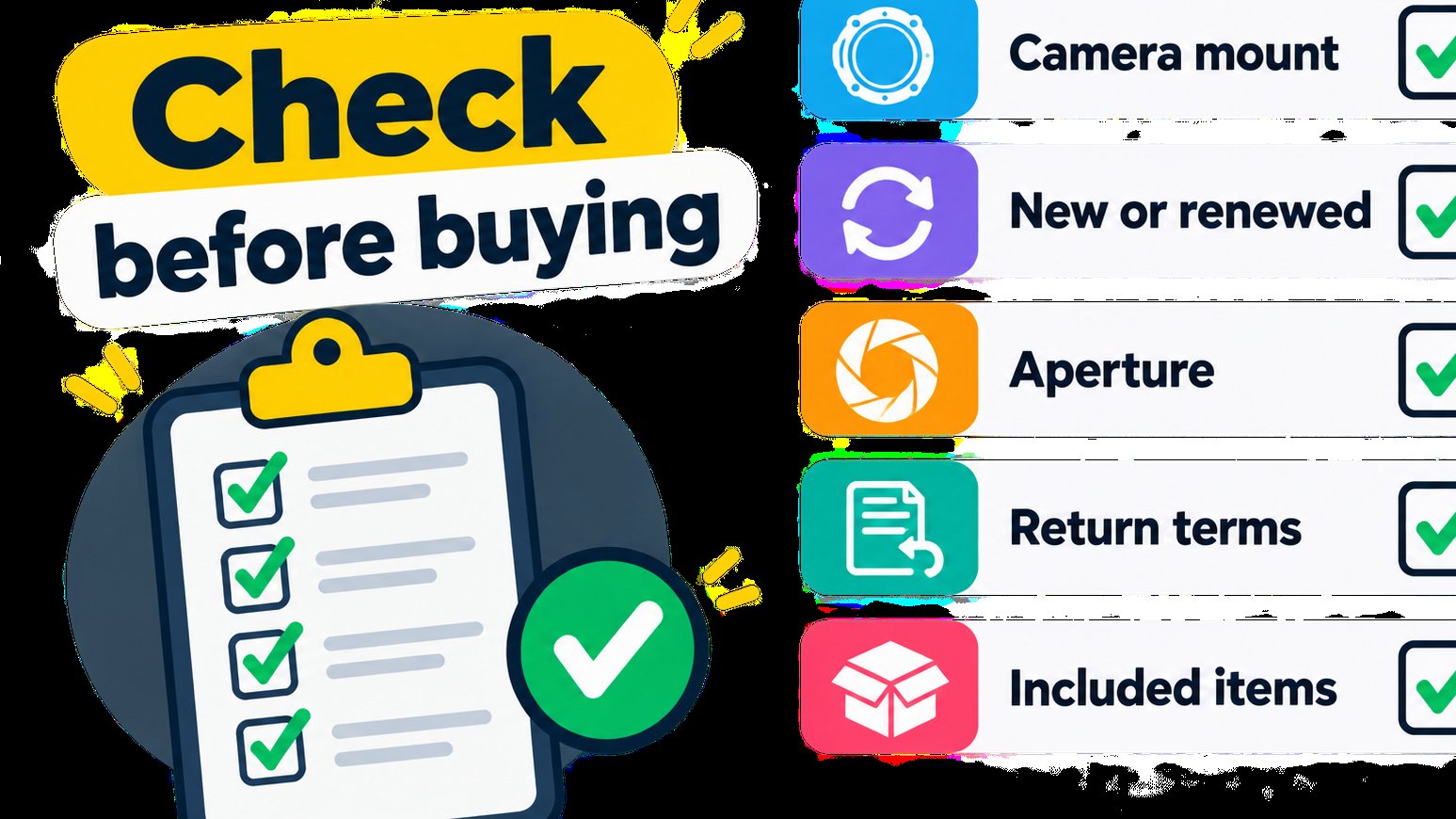 Checklist for matching a camera lens before buying