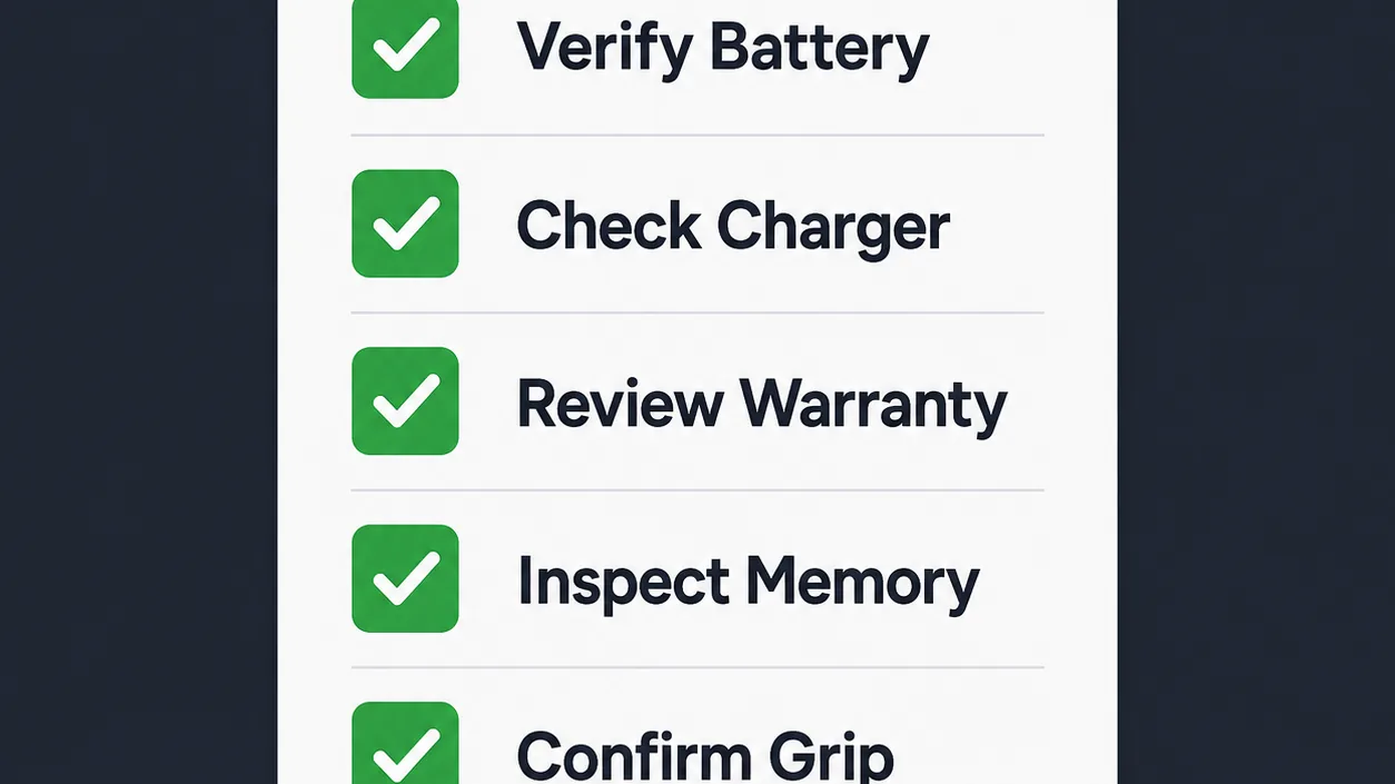 Checklist for verifying camera kit contents before purchasing.
