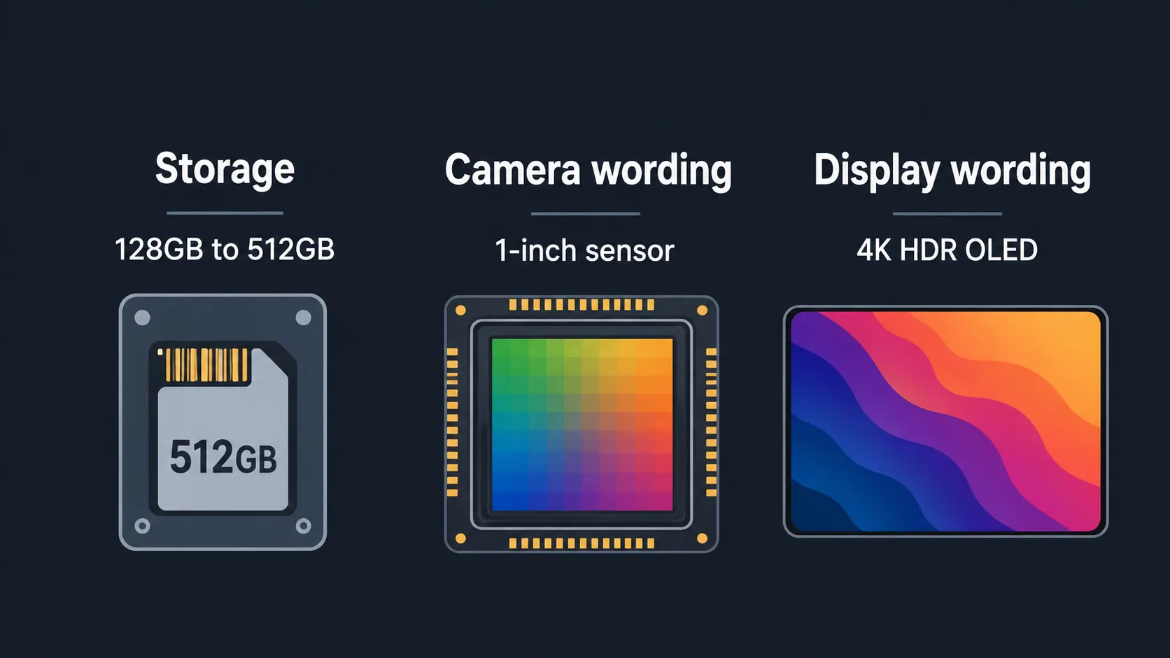 Diagram comparing storage camera and display listing terms