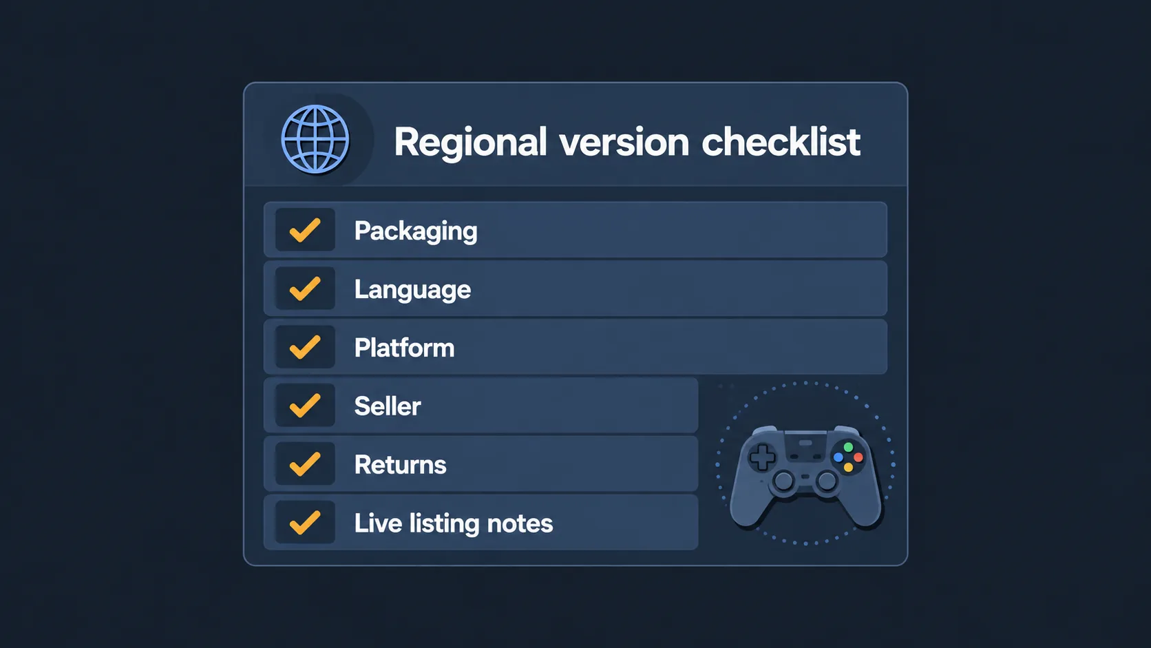 Checklist for regional Nintendo Switch game listings