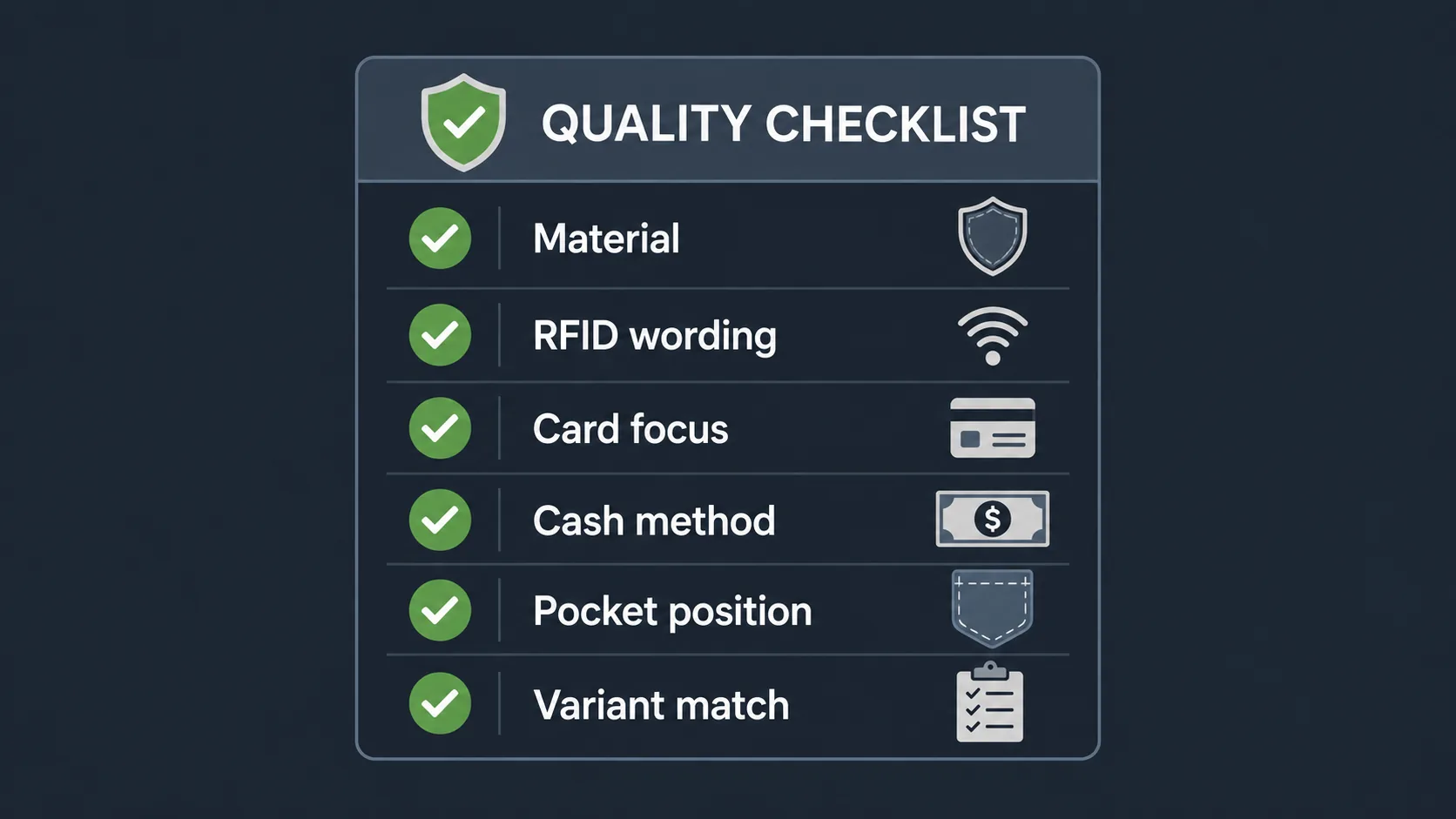 Checklist for reading a minimalist wallet listing