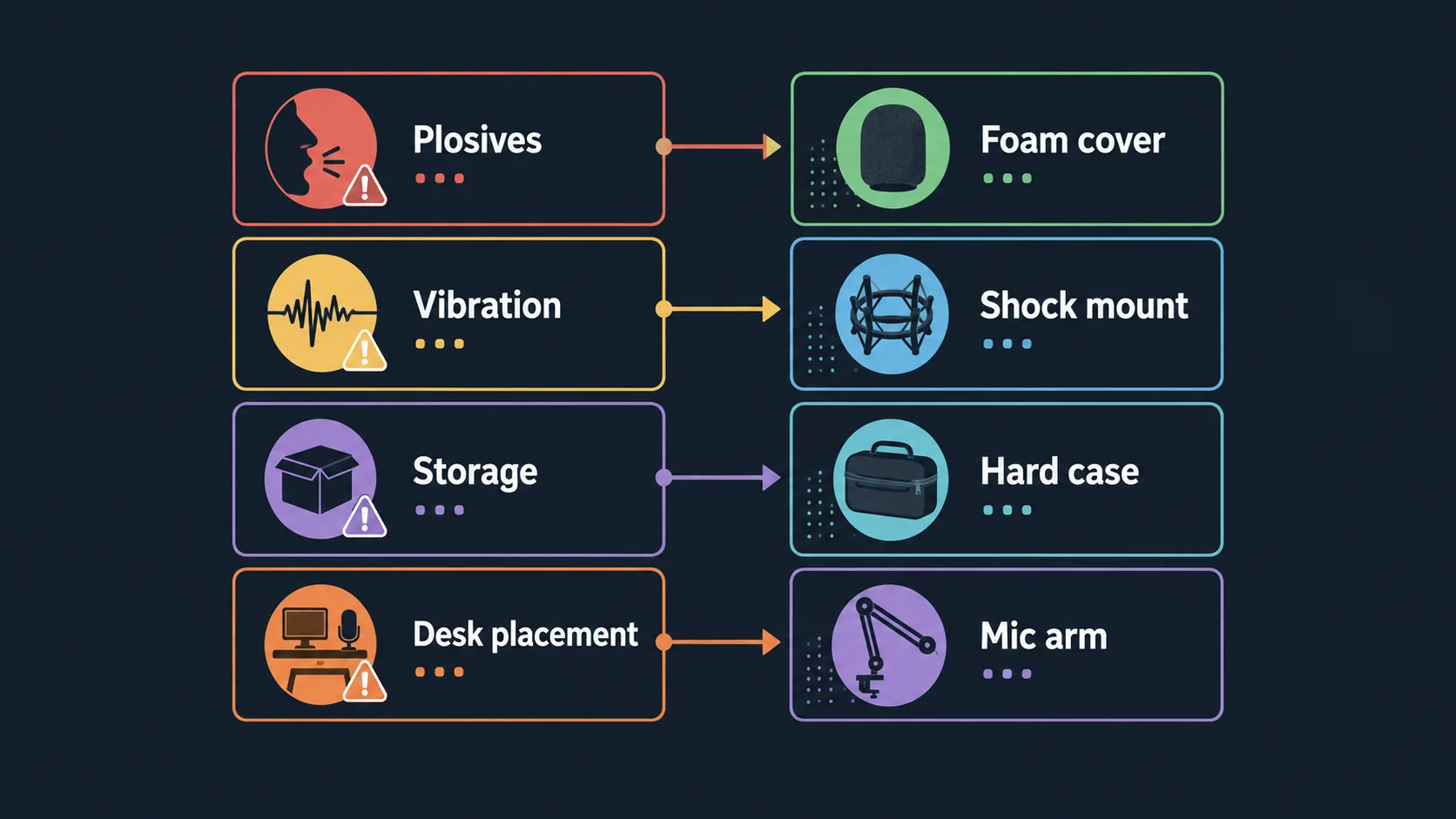 Checklist matching microphone problems to common accessories