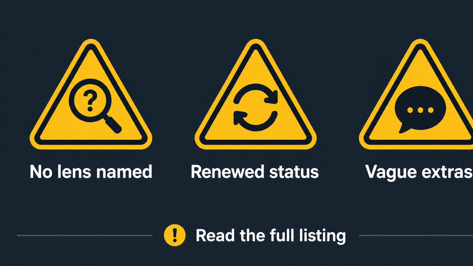 Common camera bundle mistakes shown as warning labels