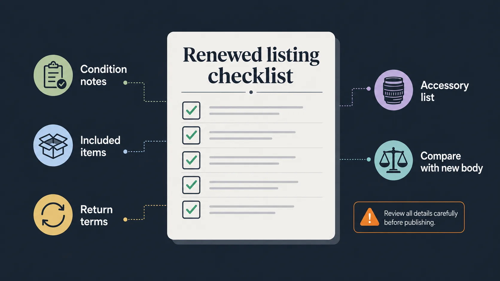 Checklist for reviewing a renewed mirrorless camera listing