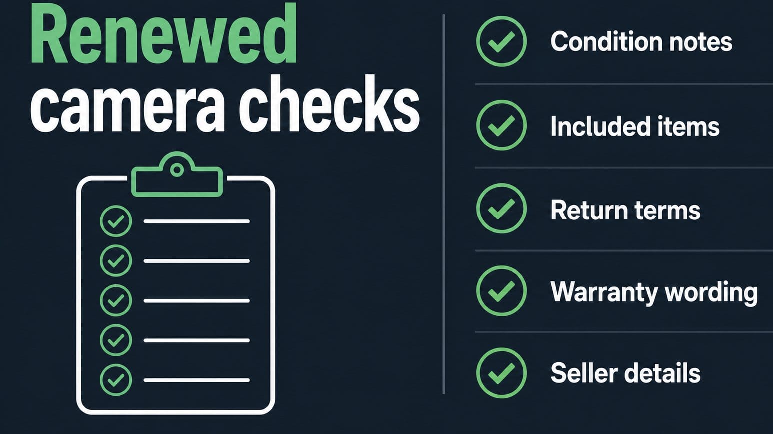 Checklist for reviewing a renewed camera listing