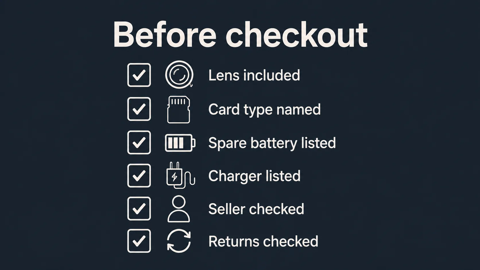 Checkout checklist for mirrorless camera bundle buyers