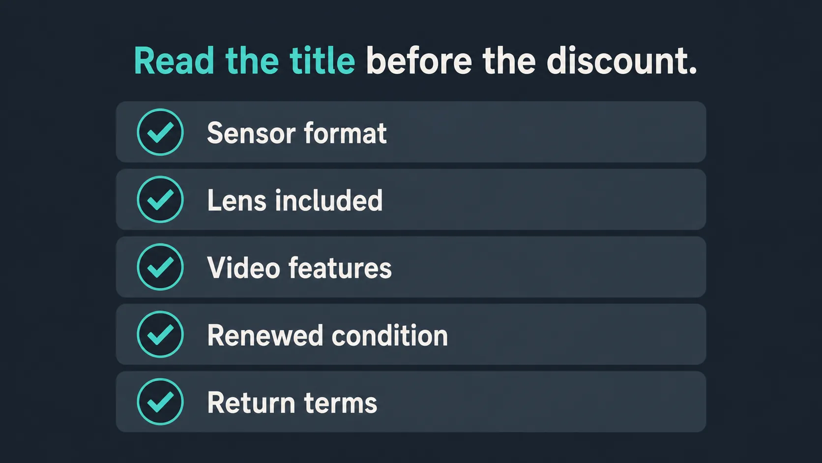 Checklist for reading a Sony camera listing title