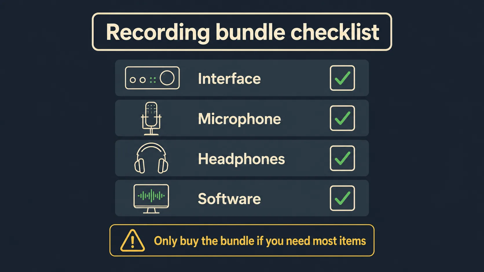 Checklist for evaluating a Studio One recording bundle