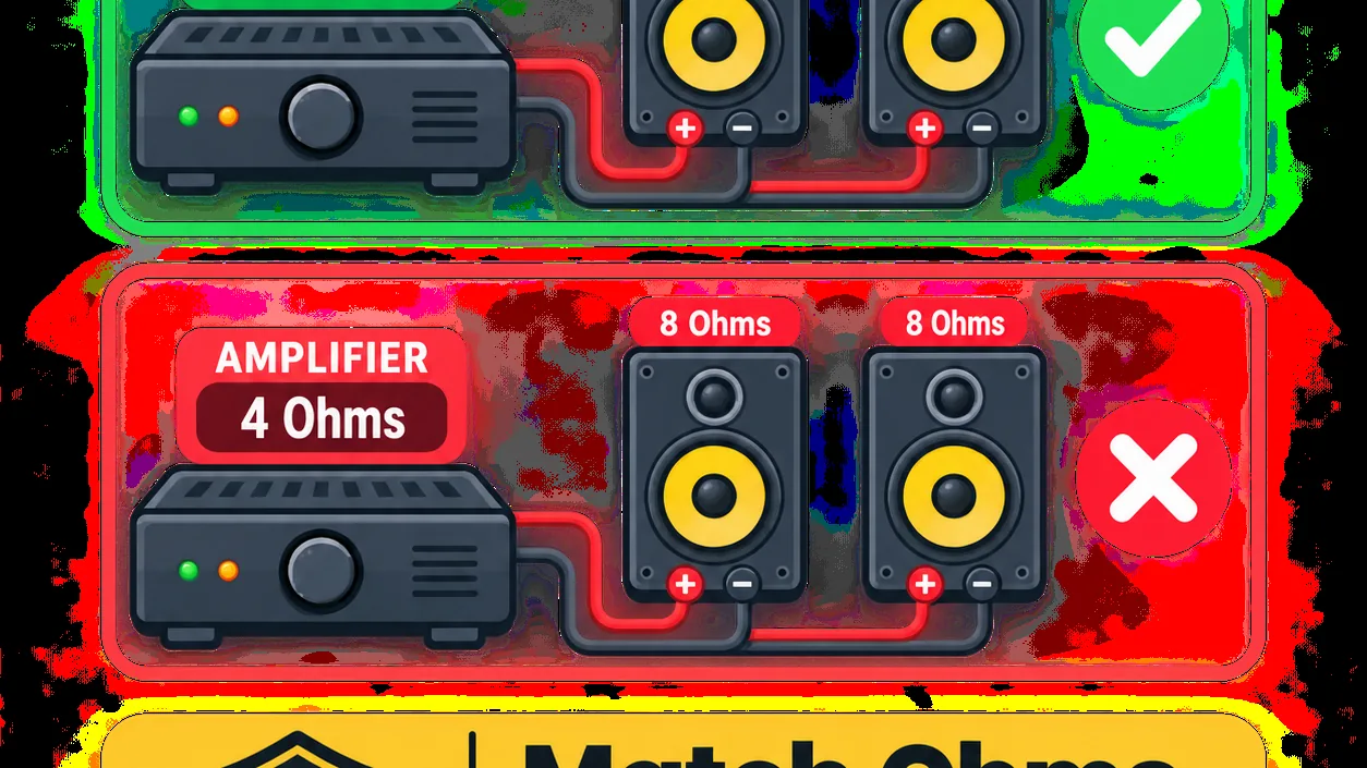 Graphic illustrating the importance of impedance matching for amplifiers.