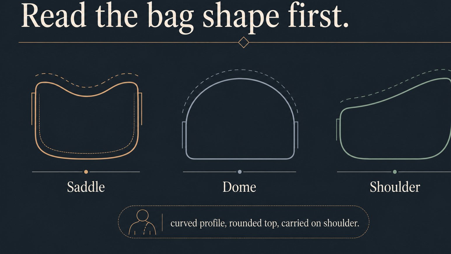 Charles And Keith Black Friday & Cyber Monday 21 Diagram explaining saddle dome and shoulder handbag shapes