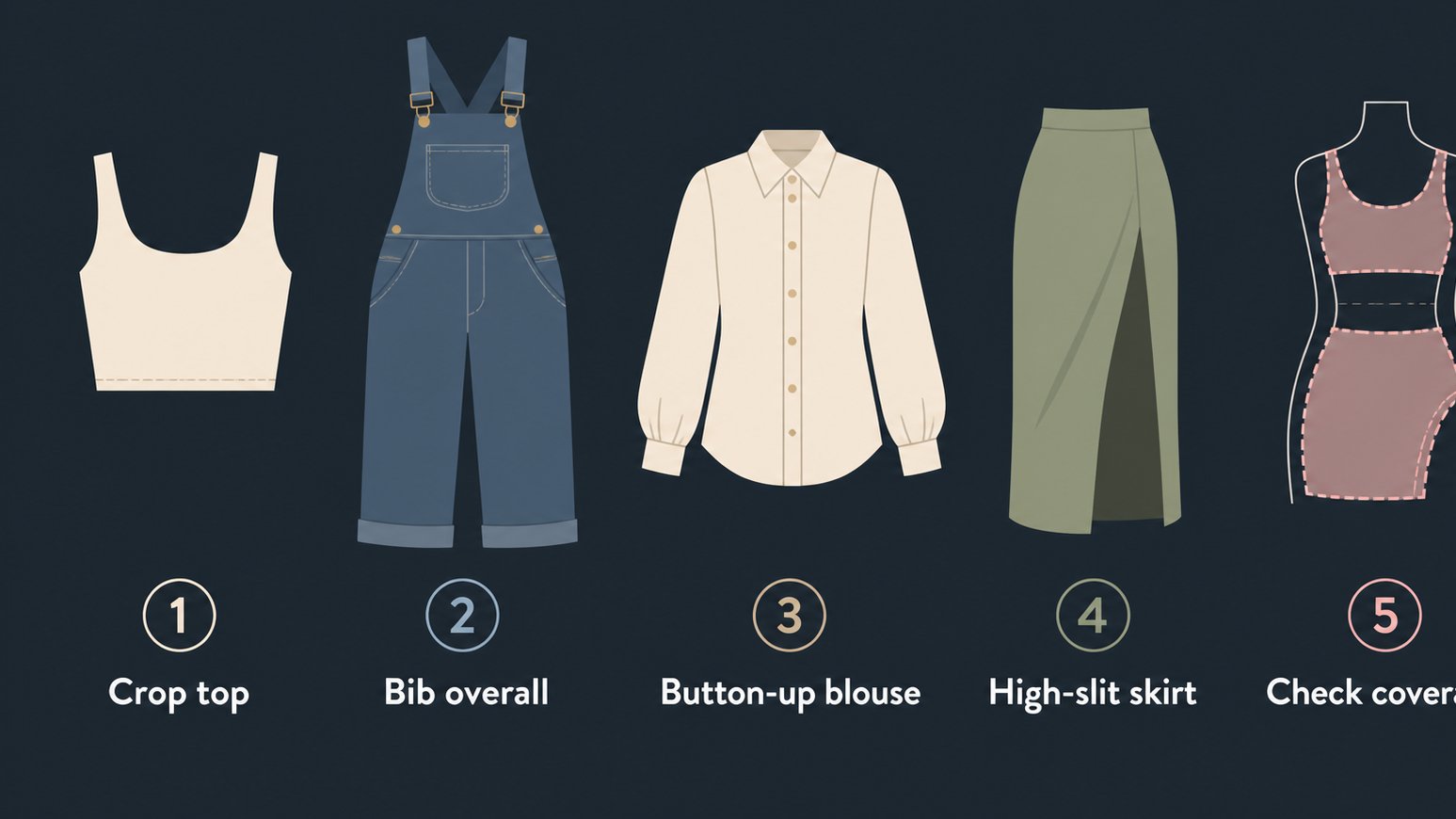 Coverage guide for crop tops and overalls