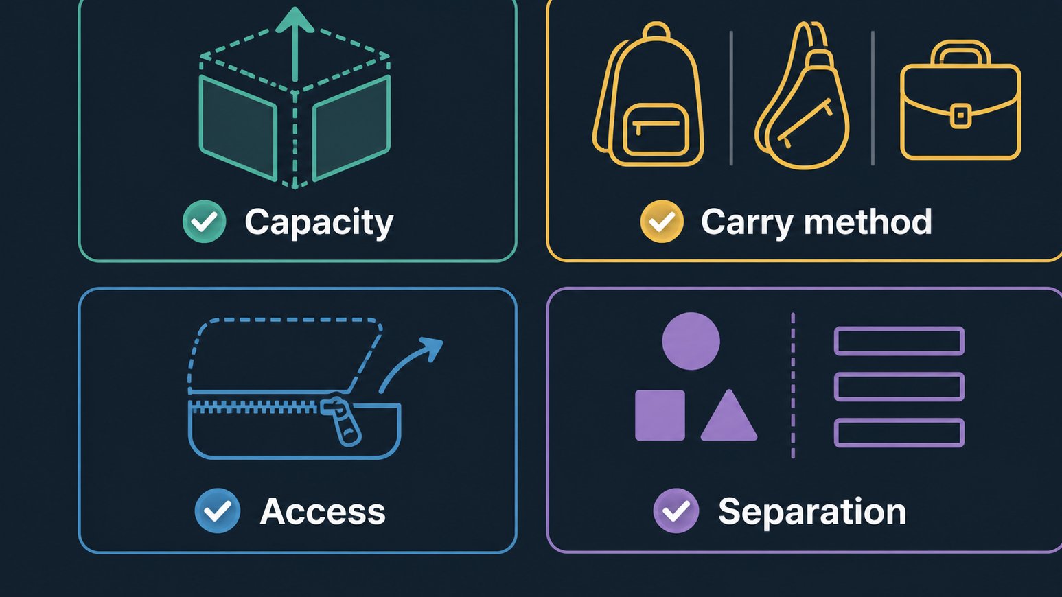 Checklist for choosing capacity and carry style
