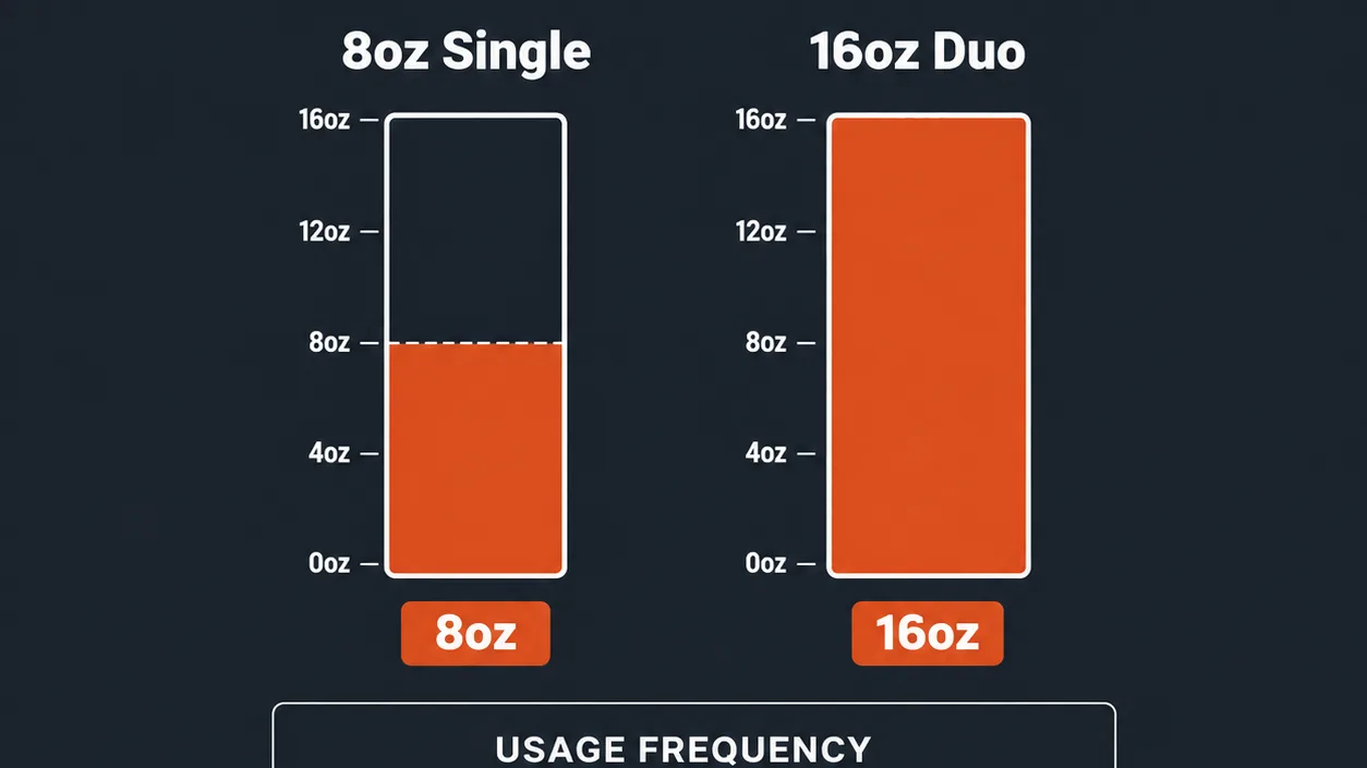 Diagram comparing different sauce bundle volumes and their usage cases.