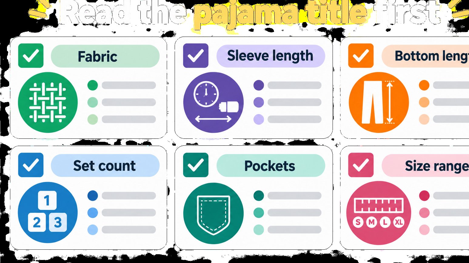 Checklist of pajama title details to review