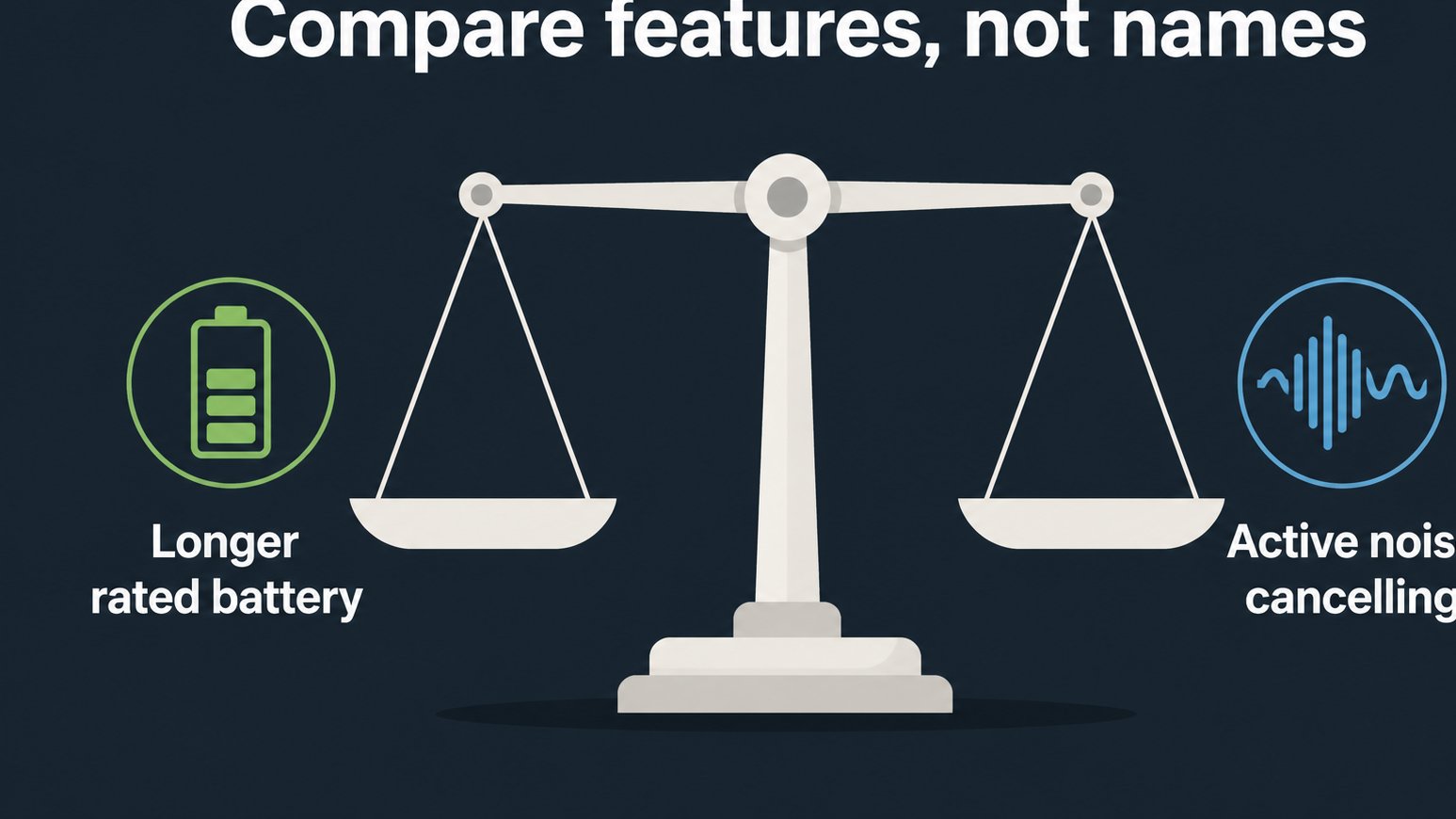 Diagram comparing battery life and active noise cancelling priorities
