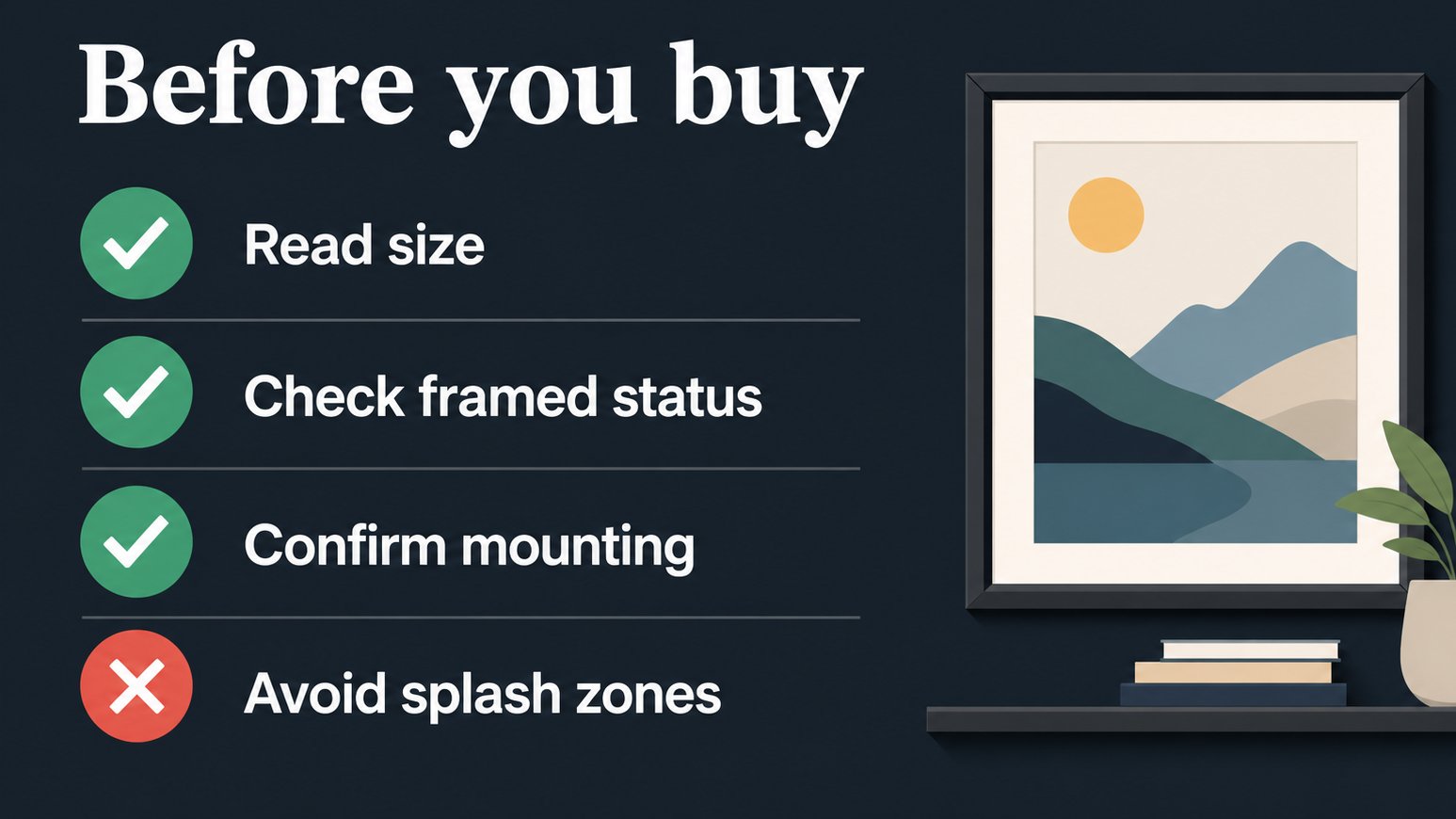 Checklist of wall art details to verify