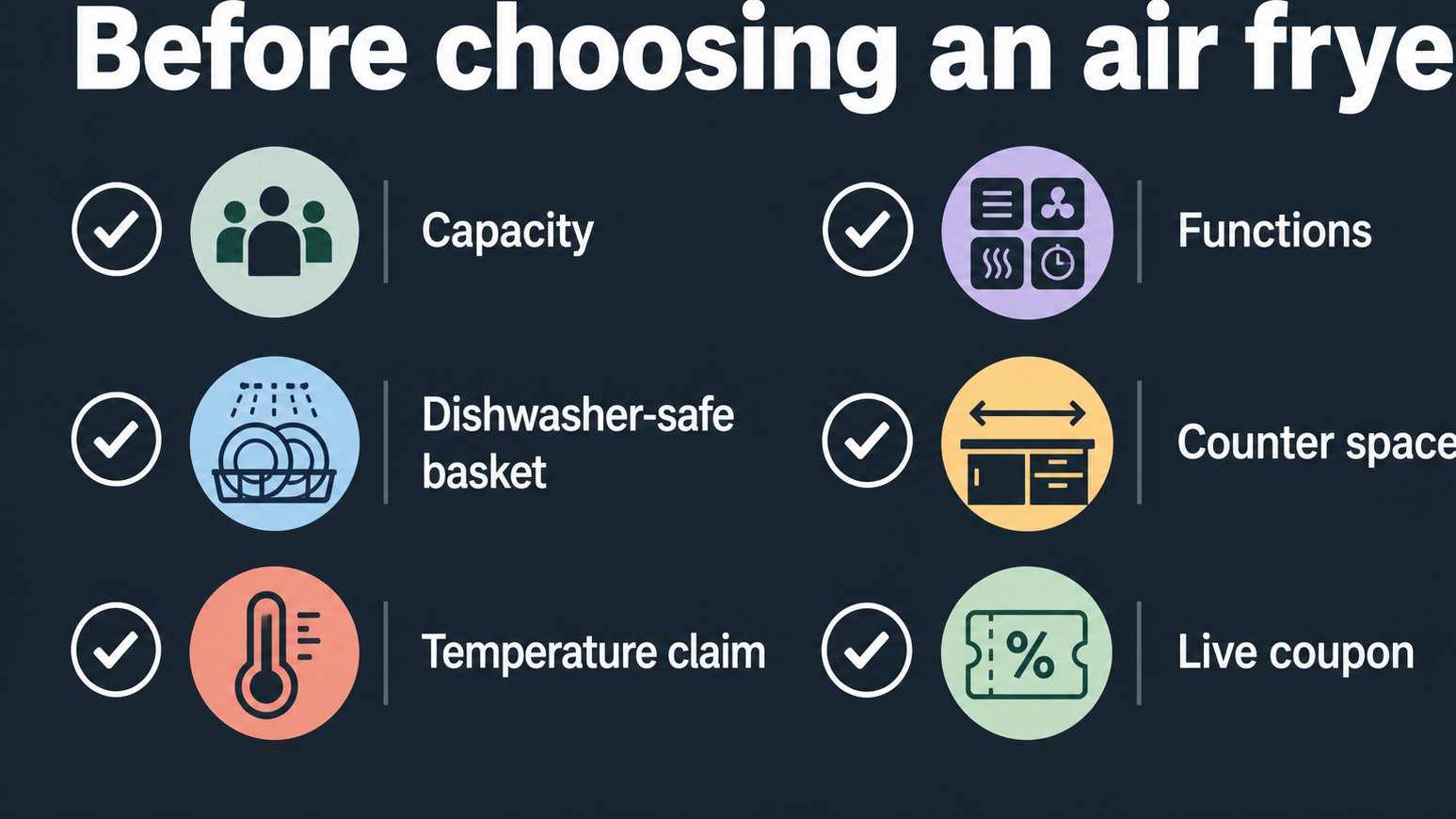 Checklist of key air fryer features to compare