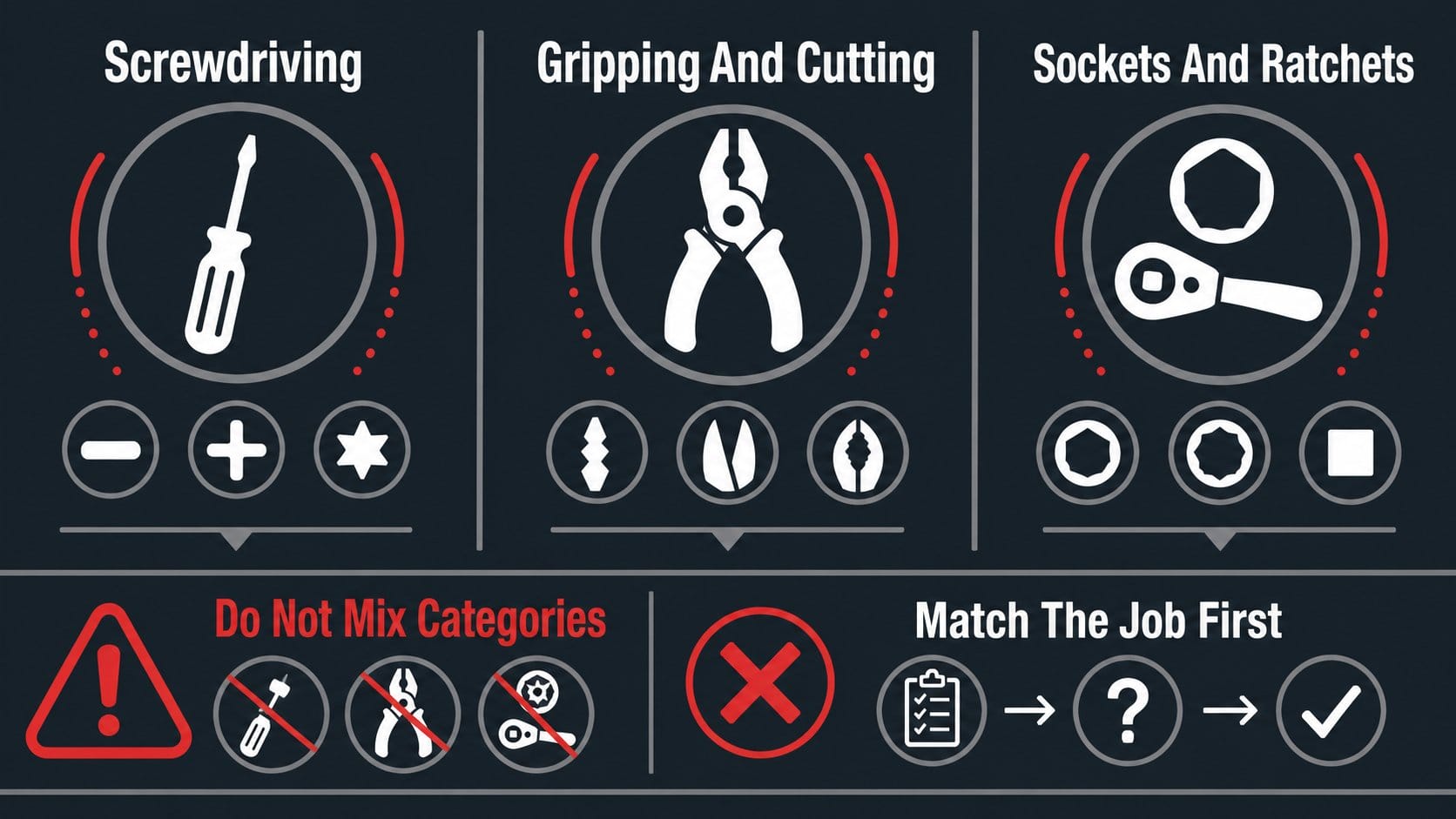 Category mismatch guide for buying tool sets